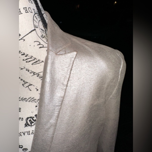 AX- Armani Exchange silver/metallic gray reptilian print faux leather blazer•Sz8 - Picture 7 of 16